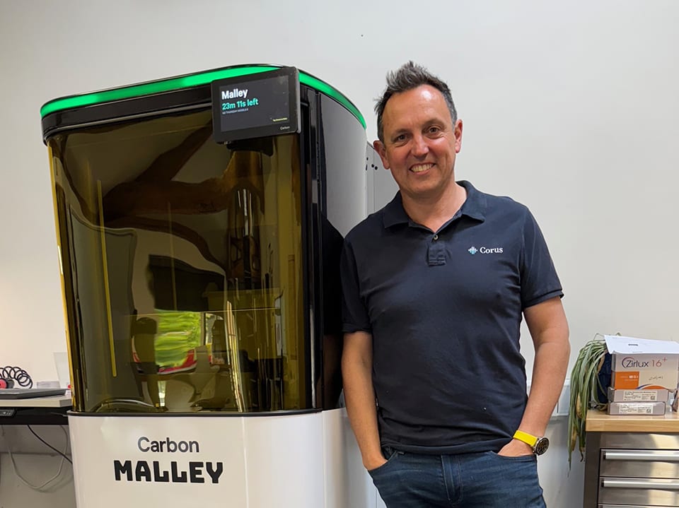 Ashley Byrne with the Carbon M3 3D Printer